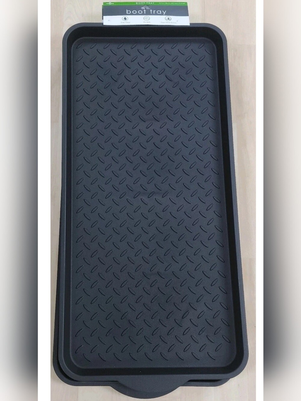 Mohawk Home Diamond Boot Tray - Black Waterproof Shoe Mat 14"x30" 2 Pack